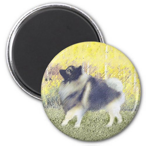 Keeshond Aspen Painting _ Cute Original Dog Art Magnet