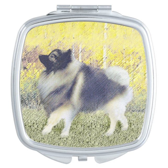 Keeshond Aspen Painting - Cute Original Dog Art Makeup Mirror (Front)