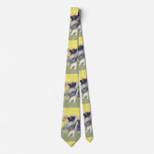 Keeshond Aspen Painting - Cute Original Dog Art Neck Tie