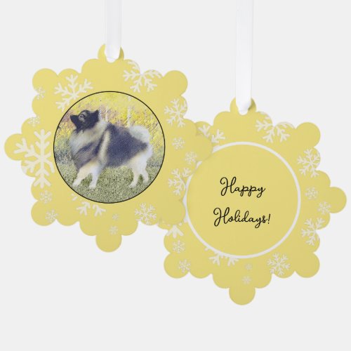Keeshond Aspen Painting _ Cute Original Dog Art Ornament Card