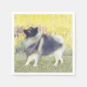 Keeshond Aspen Painting - Cute Original Dog Art Paper Napkins