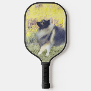 Keeshond Aspen Painting - Cute Original Dog Art Pickleball Paddle
