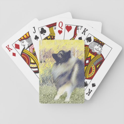 Keeshond Aspen Painting _ Cute Original Dog Art Playing Cards