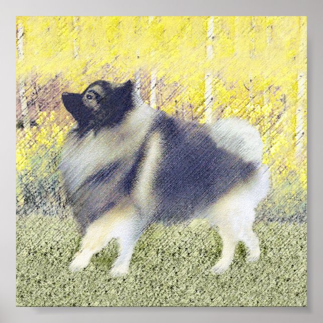 Keeshond Aspen Painting - Cute Original Dog Art Poster (Front)