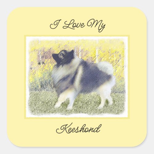 Keeshond Aspen Painting _ Cute Original Dog Art Square Sticker