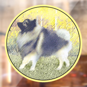 Keeshond Aspen Painting - Cute Original Dog Art Window Cling