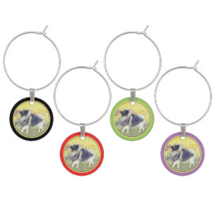 Keeshond Aspen Painting - Cute Original Dog Art Wine Charm