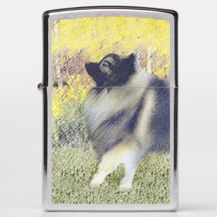Keeshond Aspen Painting - Cute Original Dog Art Zippo Lighter