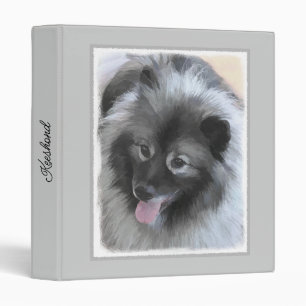 Keeshond Bailey Painting - Cute Original Dog Art 3 Ring Binder