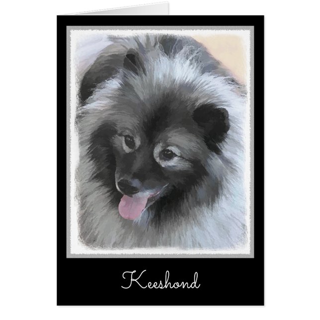 Keeshond Bailey Painting - Cute Original Dog Art Cards (Front)