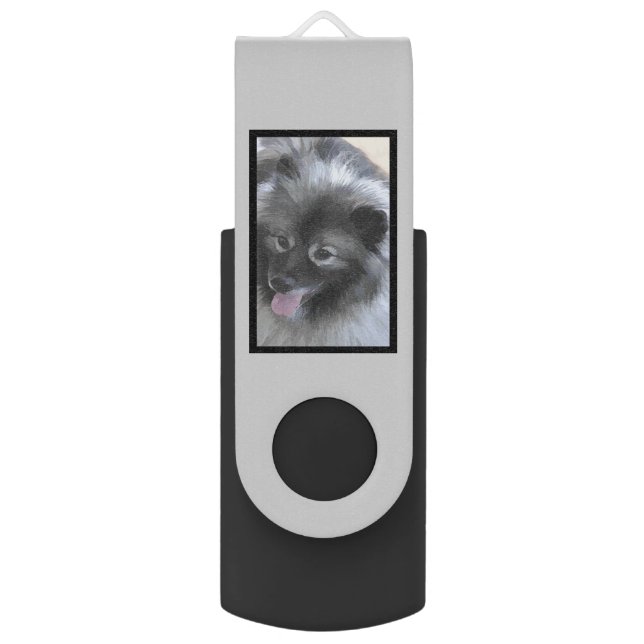 Keeshond Bailey Painting - Cute Original Dog Art Flash Drive (Back (Vertical))