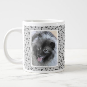 Keeshond Bailey Painting - Cute Original Dog Art Giant Coffee Mug