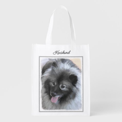 Keeshond Bailey Painting _ Cute Original Dog Art Grocery Bag