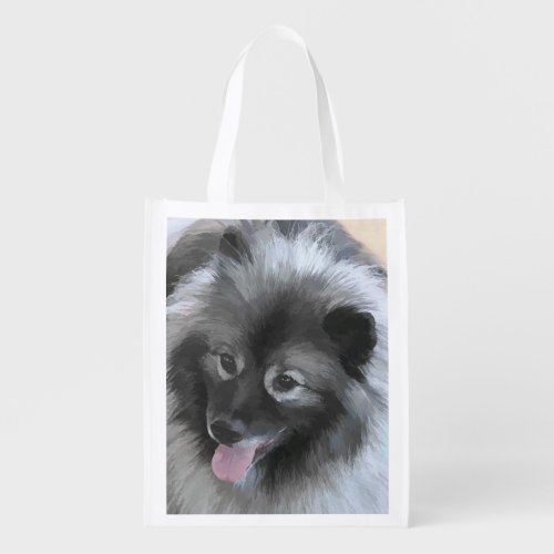 Keeshond Bailey Painting _ Cute Original Dog Art Grocery Bag