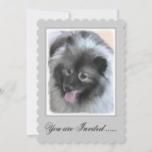 Keeshond Bailey Painting - Cute Original Dog Art Invitation