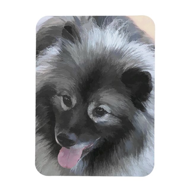 Keeshond Bailey Painting - Cute Original Dog Art Magnet (Vertical)