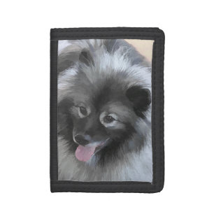 Keeshond Bailey Painting - Cute Original Dog Art Tri-fold Wallet