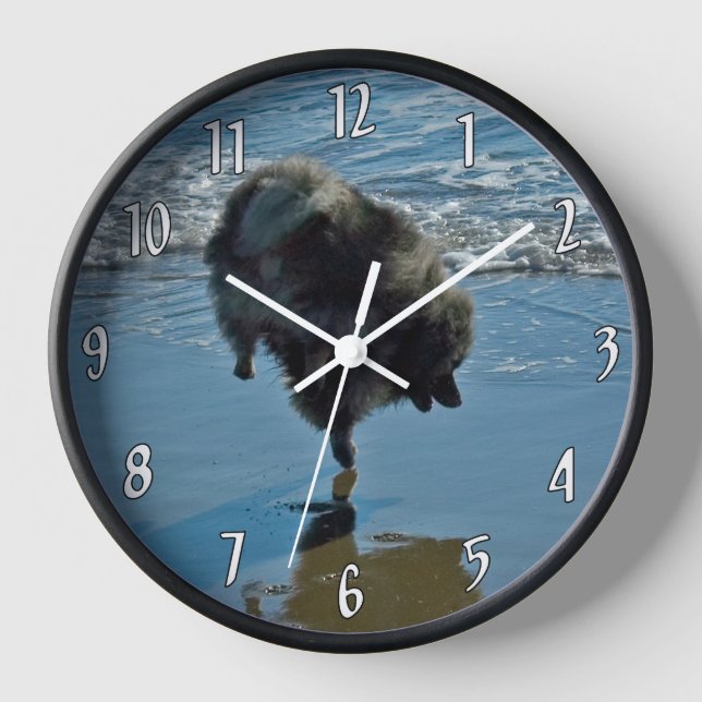 Keeshond Ballet Photograph - Cute Original Dog Art Clock (Front)