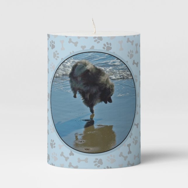Keeshond Ballet Photograph - Cute Original Dog Art Pillar Candle (Front)