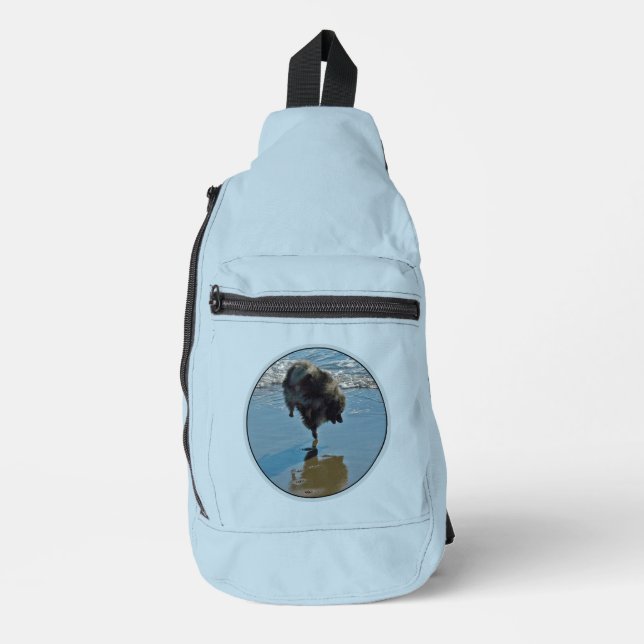 Keeshond Ballet Photograph Cute Original Dog Art Sling Bag (Front)