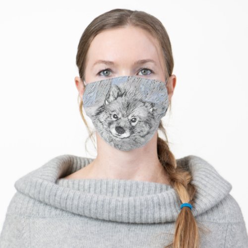Keeshond Beth Painting _ Cute Original Dog Art Adult Cloth Face Mask