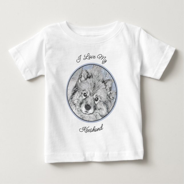 Keeshond Beth Painting - Cute Original Dog Art Baby T-Shirt (Front)