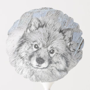 Keeshond Beth Painting - Cute Original Dog Art Balloon