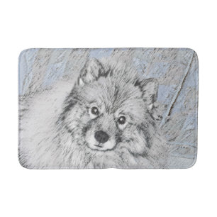 Keeshond Beth Painting - Cute Original Dog Art Bath Mat