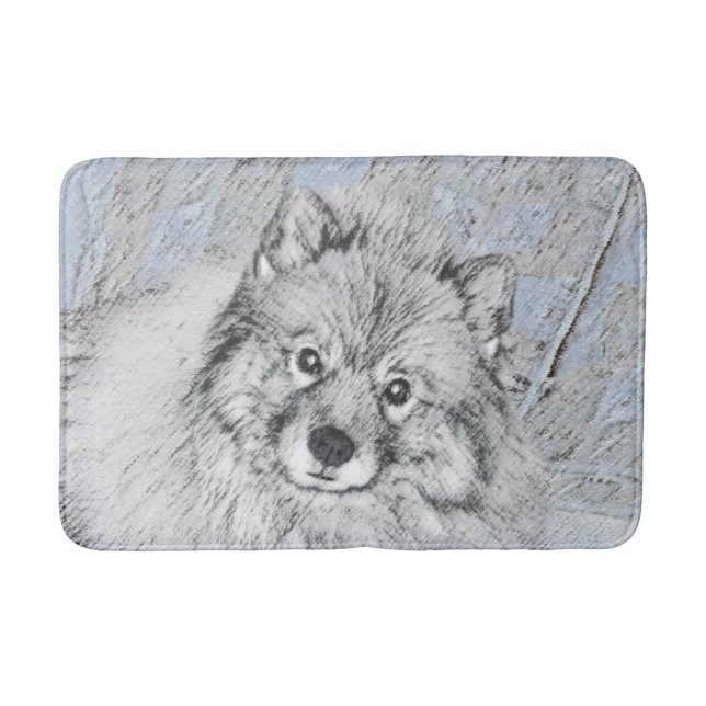 Keeshond Beth Painting - Cute Original Dog Art Bath Mat (Front)
