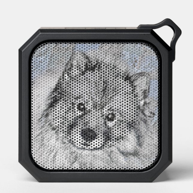 Keeshond Beth Painting - Cute Original Dog Art Bluetooth Speaker (Front)