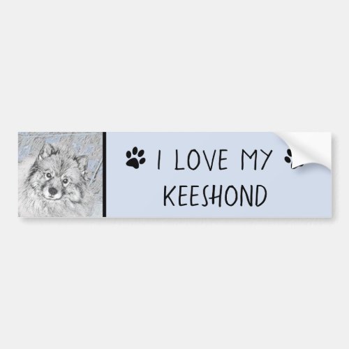 Keeshond Beth Painting _ Cute Original Dog Art Bumper Sticker