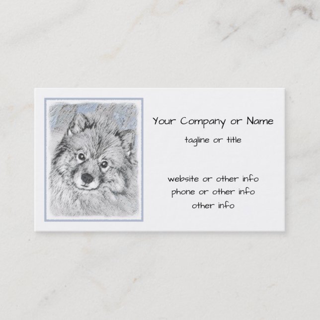 Keeshond Beth Painting - Cute Original Dog Art Business Card (Front)