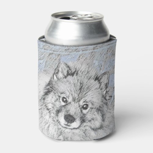Keeshond Beth Painting _ Cute Original Dog Art Can Cooler