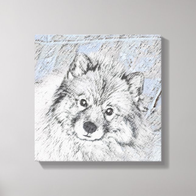 Keeshond Beth Painting - Cute Original Dog Art Canvas Print (Front)