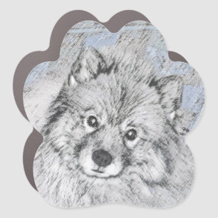 Keeshond Beth Painting - Cute Original Dog Art Car Magnet