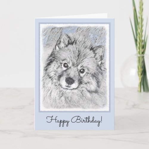 Keeshond Beth Painting _ Cute Original Dog Art Card