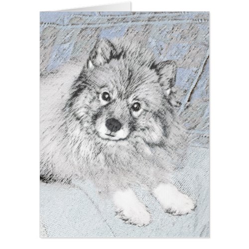 Keeshond Beth Painting _ Cute Original Dog Art Card