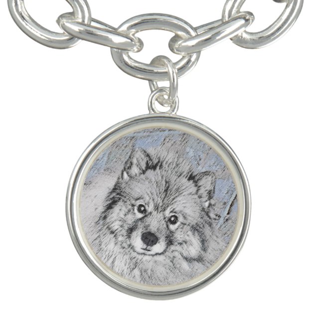 Keeshond Beth Painting - Cute Original Dog Art Charm Bracelet (Design)