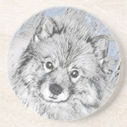 Keeshond Beth Painting _ Cute Original Dog Art Coaster