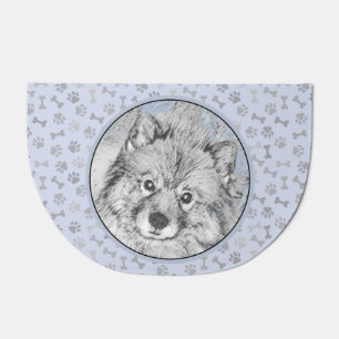 Keeshond Beth Painting - Cute Original Dog Art Doormat