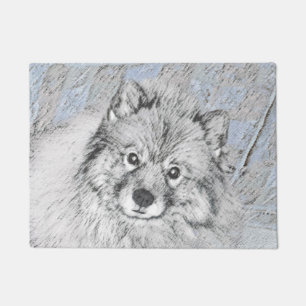 Keeshond Beth Painting - Cute Original Dog Art Doormat