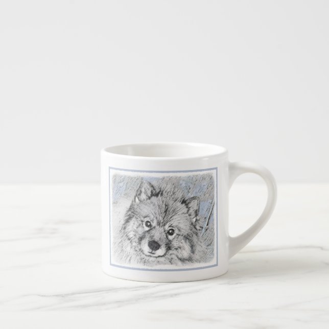 Keeshond Beth Painting - Cute Original Dog Art Espresso Cup (Right)