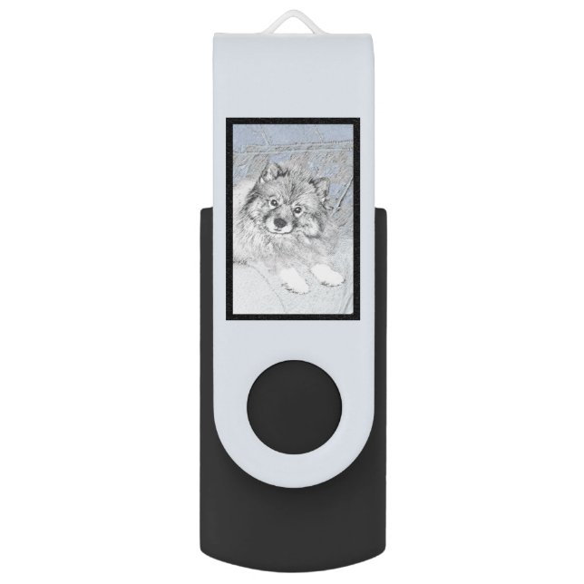 Keeshond Beth Painting - Cute Original Dog Art Flash Drive (Back (Vertical))
