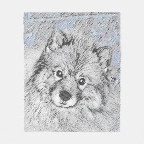 Keeshond Beth Painting _ Cute Original Dog Art Fleece Blanket