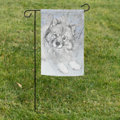 Keeshond Beth Painting _ Cute Original Dog Art Garden Flag