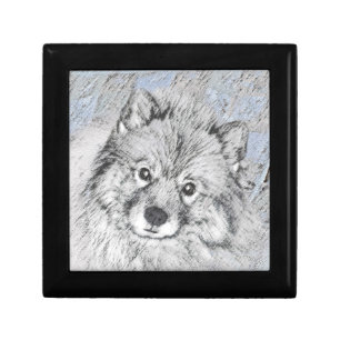 Keeshond Beth Painting - Cute Original Dog Art Gift Box