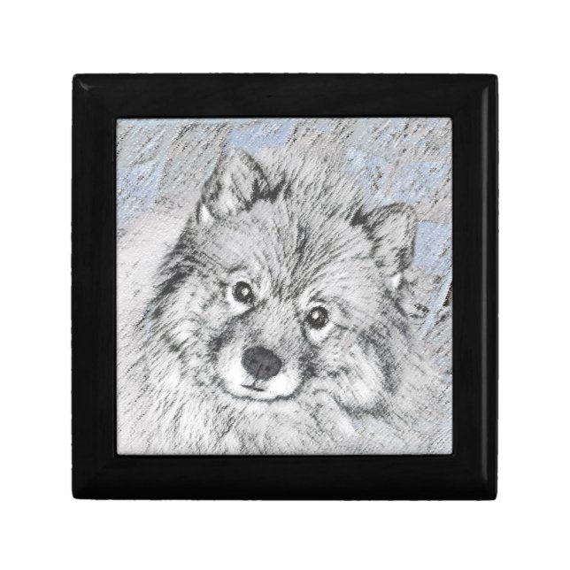 Keeshond Beth Painting - Cute Original Dog Art Gift Box (Front)