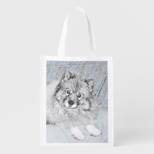 Keeshond Beth Painting _ Cute Original Dog Art Grocery Bag