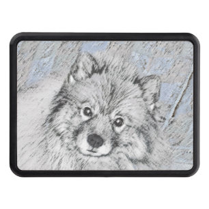 Keeshond Beth Painting - Cute Original Dog Art Hitch Cover