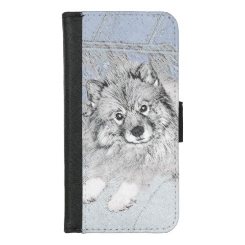 Keeshond Beth Painting _ Cute Original Dog Art iPhone 87 Wallet Case